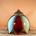 Antique Stained Glass Lamp Shade, Tulip Petal Design with 8 Glass Colors, 1915