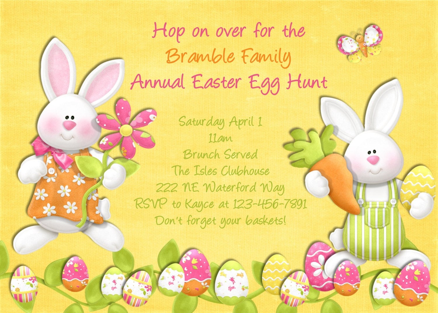 Easter Egg Hunt Invitation Printable and Custom by 3PeasPrints