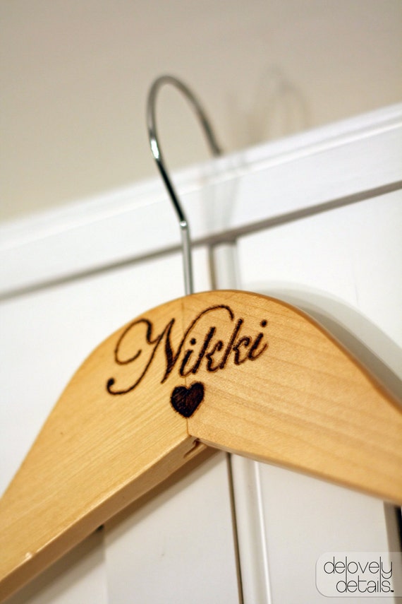 Personalized Bridal Hanger Engraved Wood