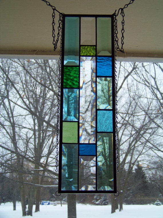 Stained Glass Panel Narrow Rectangle Blue / by GlitzAndGrandeur