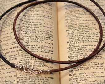 Leather necklace cord with bronze clasp for RQP Studio wax seal jewelry - vintage brown 16 inch