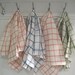4 vintage linen windowpane check dishtowels