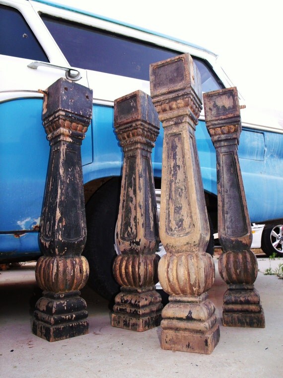 RESERVED Salvaged Vintage Bulky Deco Table Legs
