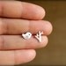 Bird and Tree Earring Studs in Matte Silver, Sterling Silver Posts