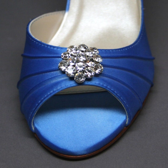 cornflower blue block heels