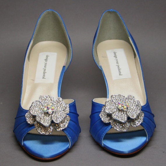 Wedding Shoes Cornflower Blue Peeptoe Wedding Shoes with