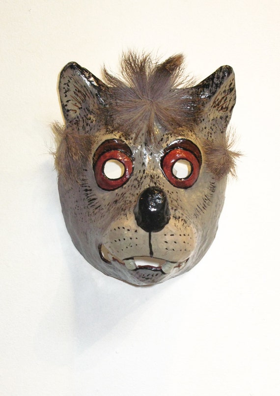 Papier mache wolf mask
