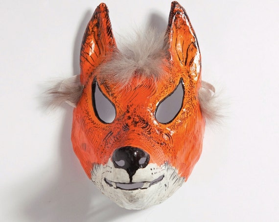 Paper mache fox mask by Jevgeniamasks on Etsy