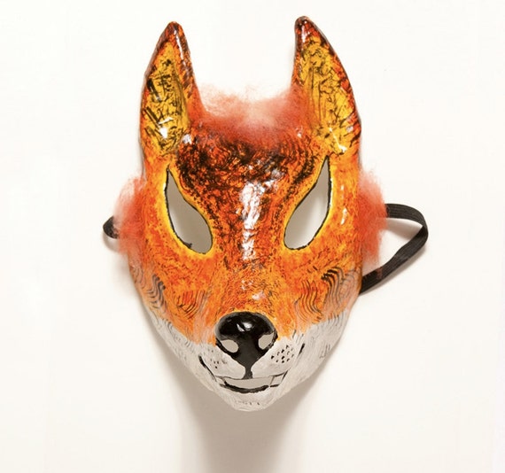 Paper mache fox mask by Jevgeniamasks on Etsy