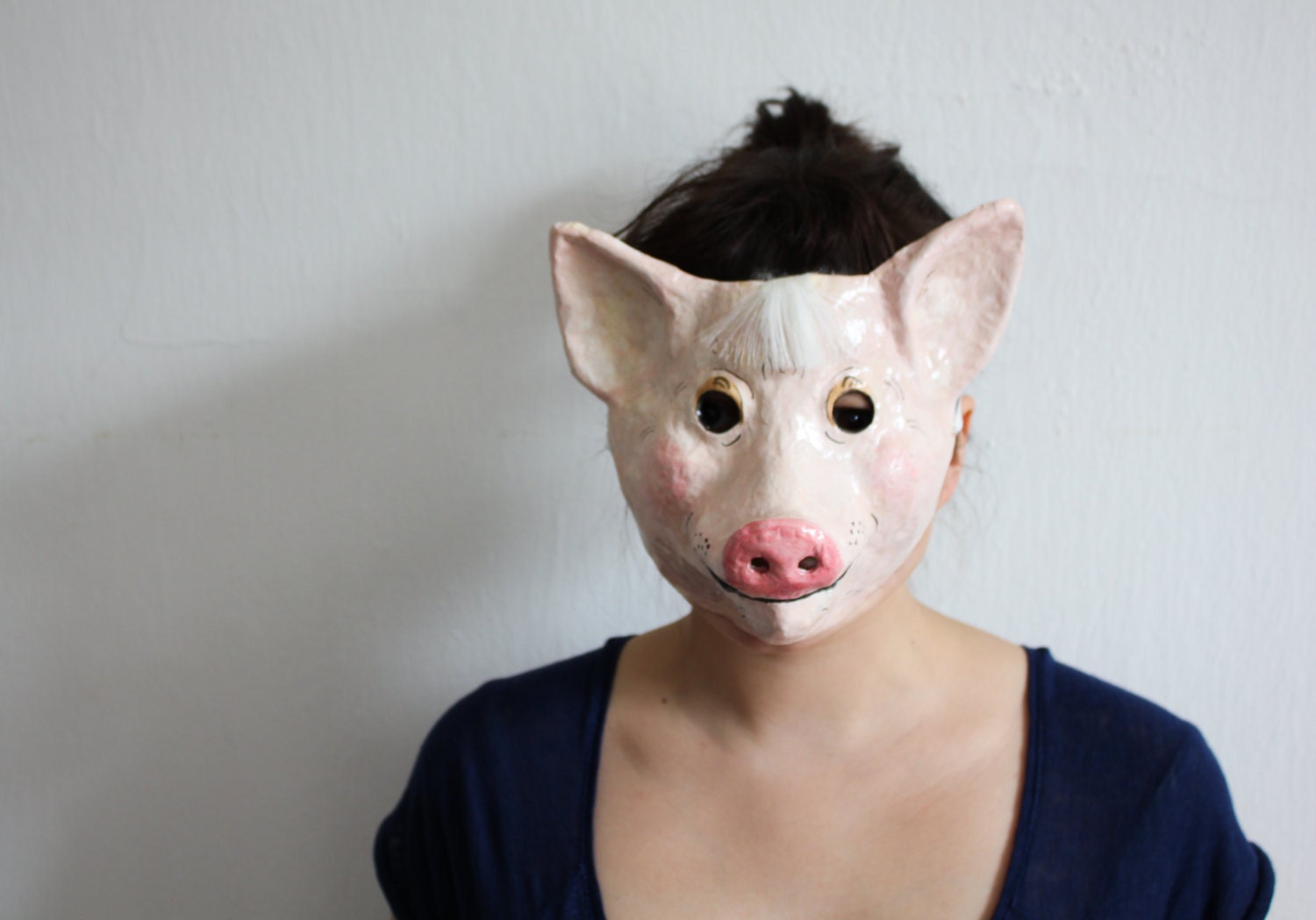 Papier mache pig mask
