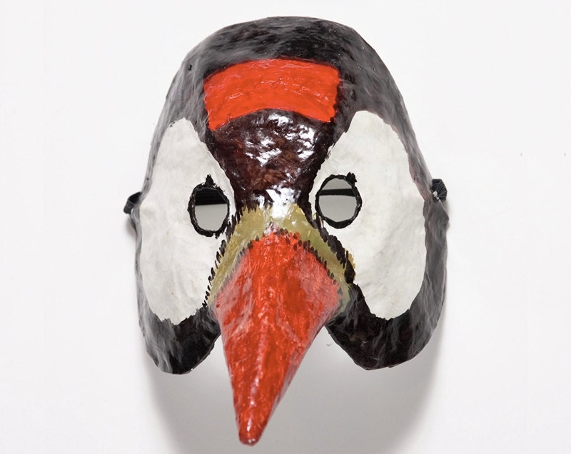 Paper mache bird mask by Jevgeniamasks on Etsy