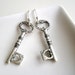Key earrings french hook tibetan silver heart keys Key my lock heart Mom gift