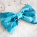 SALE Blue bow tie necklace Military print Fabric bow pendant with silver chain 20" Ready to ship Silver bib necklace Sea