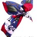 Blue Skull & Rose Print wire ROCKABILLY Pin up Headband Headscarf