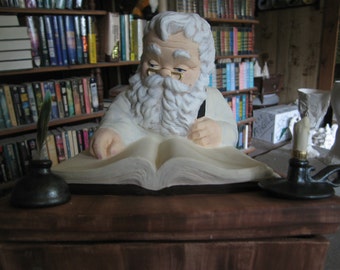 Wonderful Vintage Santa Work desk Cookie Jar, Christmas Cookie Jar, Santa Cookie Jar, Christmas decoration, Finished Ceramic