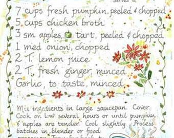 Fresh Pumpkin Soup Original Art / Mixed Media 7"x 9-1/2"