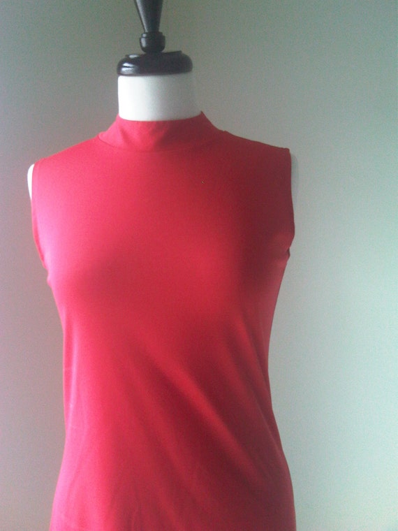 Red Sleeveless Mock Turtleneck