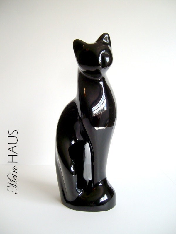 black cat ceramic statue