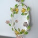 SALE Vintage Wall Mirror White Oval Design - Yellow and Pink Roses with Leaves - Treasury Item