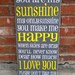 You are my Sunshine - hand painted shabby chic subway art tyopography sign