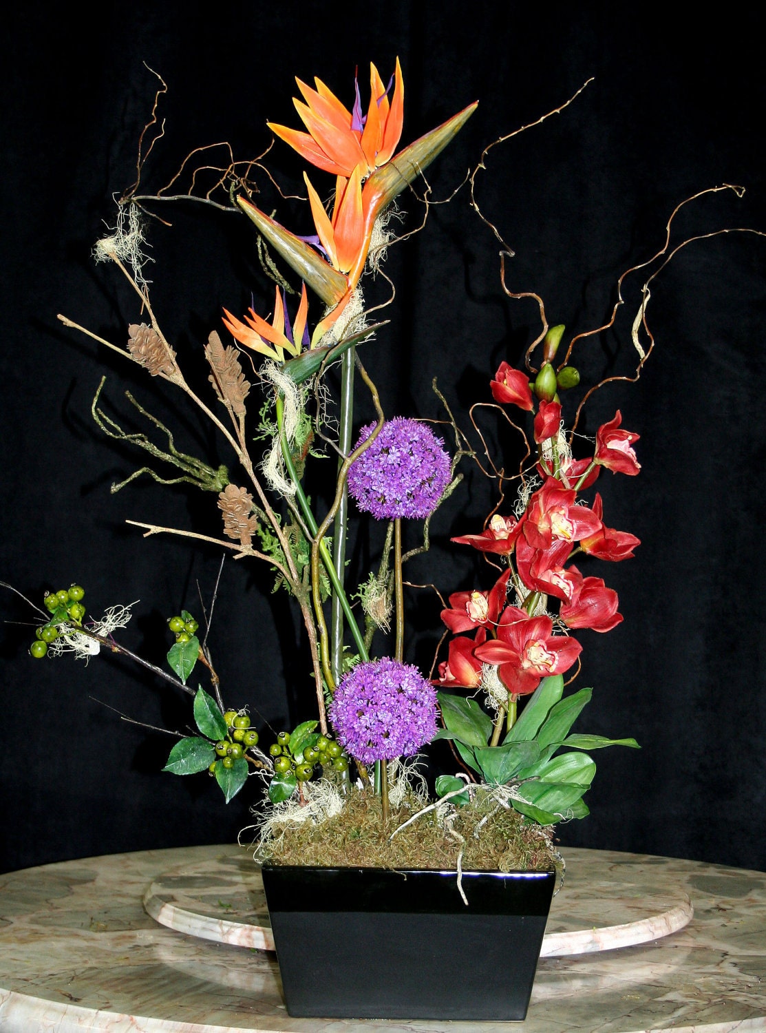 Birds of Paradise Exotic Silk Flower Arrangement by vonlarae