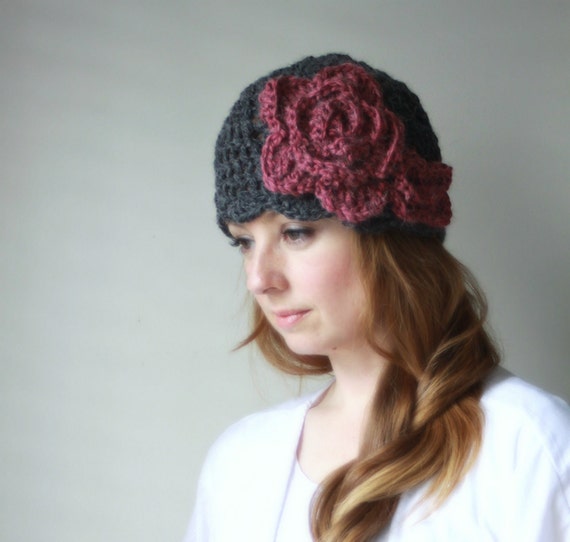 Peony - Crochet PATTERN ONLY - Flower Hat Beanie