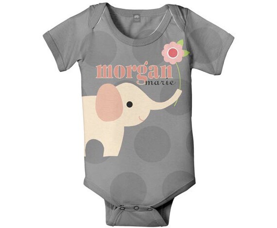 personalized baby bodysuit elephant polka dot custom infant personalized baby bodysuit elephant polka dot custom infant