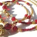 GOLDEN GLORY- Resplendent Ruby Red and Golden Pearl Glass Beaded Id Lanyard Badge Holder- With Magnetic Clasp