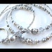 STUNNINGLY SILVER PEARL- Glass Beaded Id Lanyard- Swarovski Crystals and Silver Pearls (Magnetic Clasp)