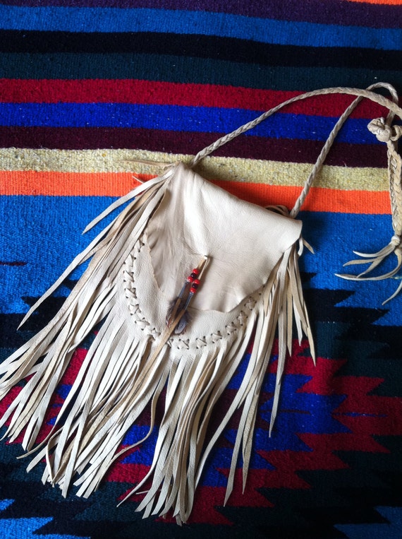Leather DEERSKIN Fringe Native American Medicine Bag Purse
