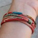 KIMONO FABRIC wrap Bracelet : Japanese chirimen kimono fabric cord adjustable wrap bracelet with gift box