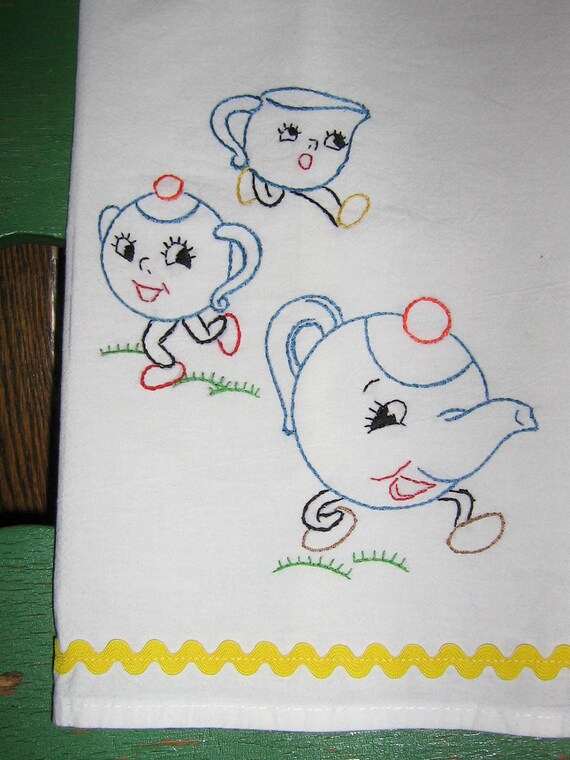 Hand Embroidered Kitchen Towel by BettyJamesOriginals on Etsy