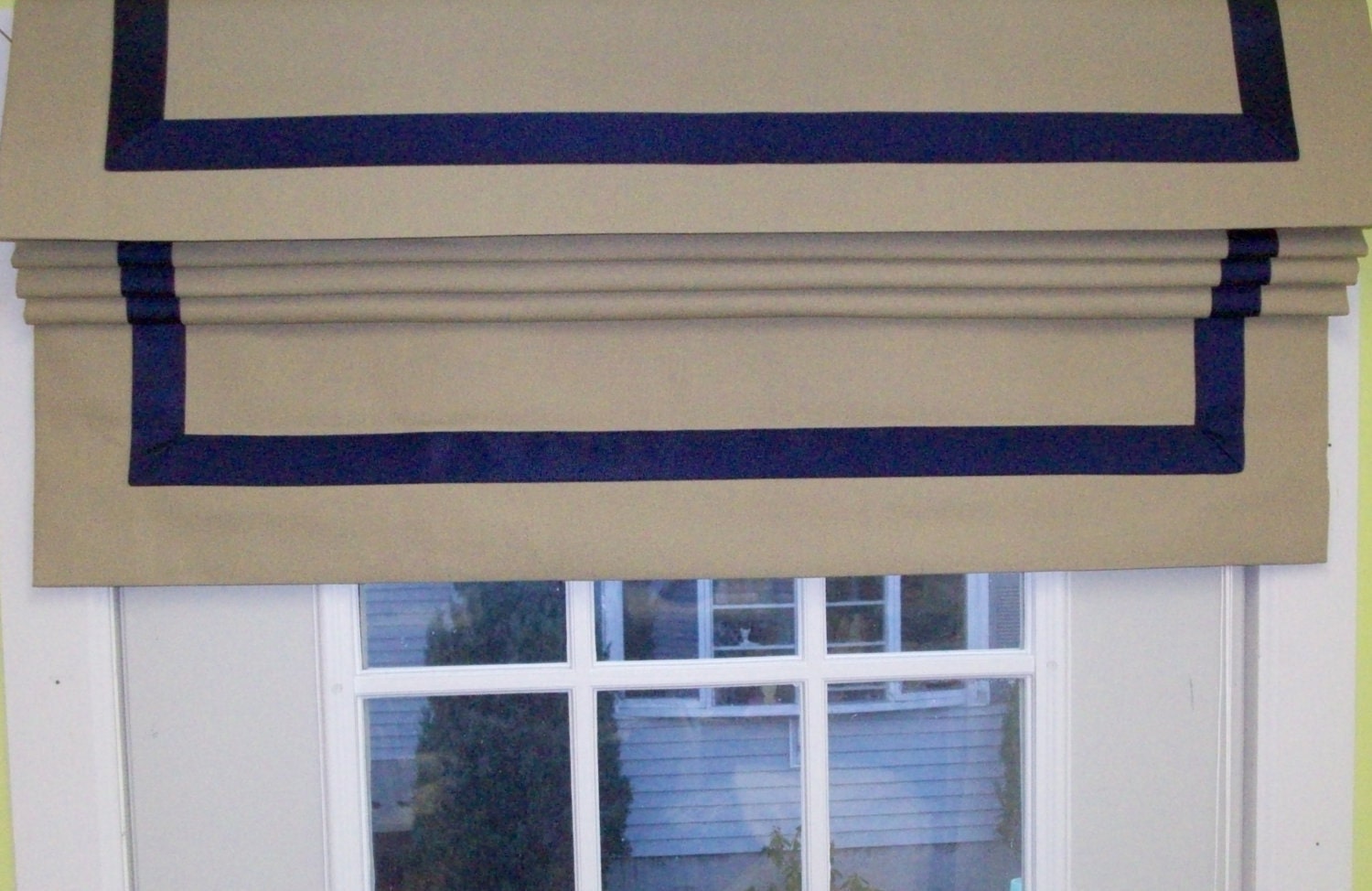 Flat Roman Shades Grosgrain Ribbon Border Custom Made To