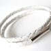 2 in 1 white braided leather wrap bracelet / choker necklace with silver plated magnetic clasp, white summer beach fashion, double wrap