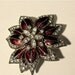 Vintage Monet Brooch. Large Burgundy Flower with Rhinestones