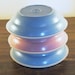 3 Vintage TUPPERWARE Cereal Bowls w/ Lids - Blue & Pink Colors