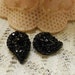 Vintage Jet Black Rhinestone Earrings Signed ART