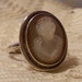 Vintage Victorian Sterling Silver Abalone Carved Cameo Ring Free US Shipping