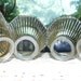 sale Lot of 4 Vintage Glass Shades Clear Amber Tint Ribbed Lamp Lighting Parts