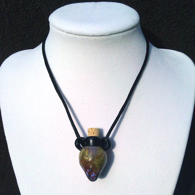 Magic Potion Bottle Pendant Handblown Glass Vessel by MelissaBeard