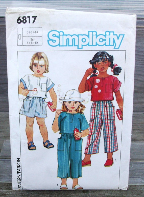 1985 Uncut Simplicity Pattern 6817 Child's Pull-On Pants