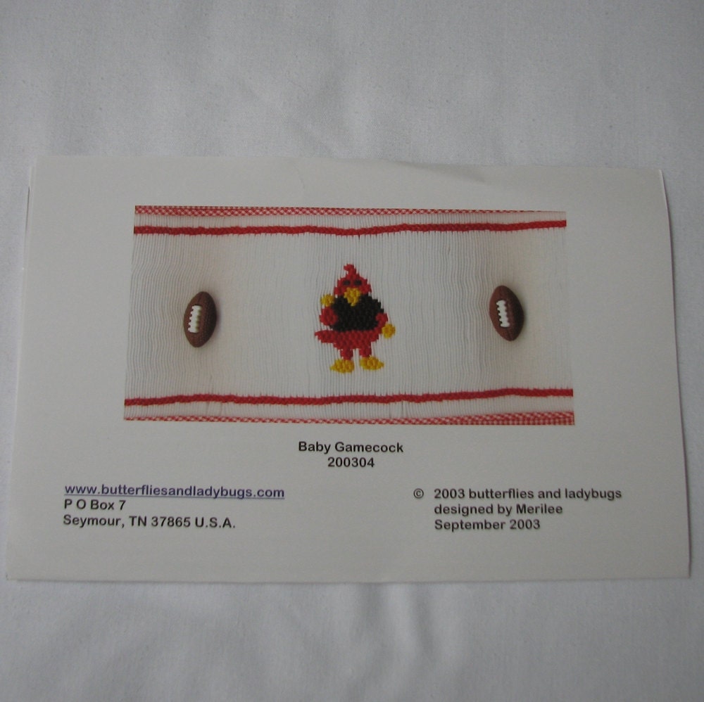 Baby Gamecock Smocking Plate Pattern