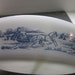 Reserved for Pam Vintage Glasbake Divided Casserole Serving Dish White Milk Glass Blue Sleigh Currier and Ives