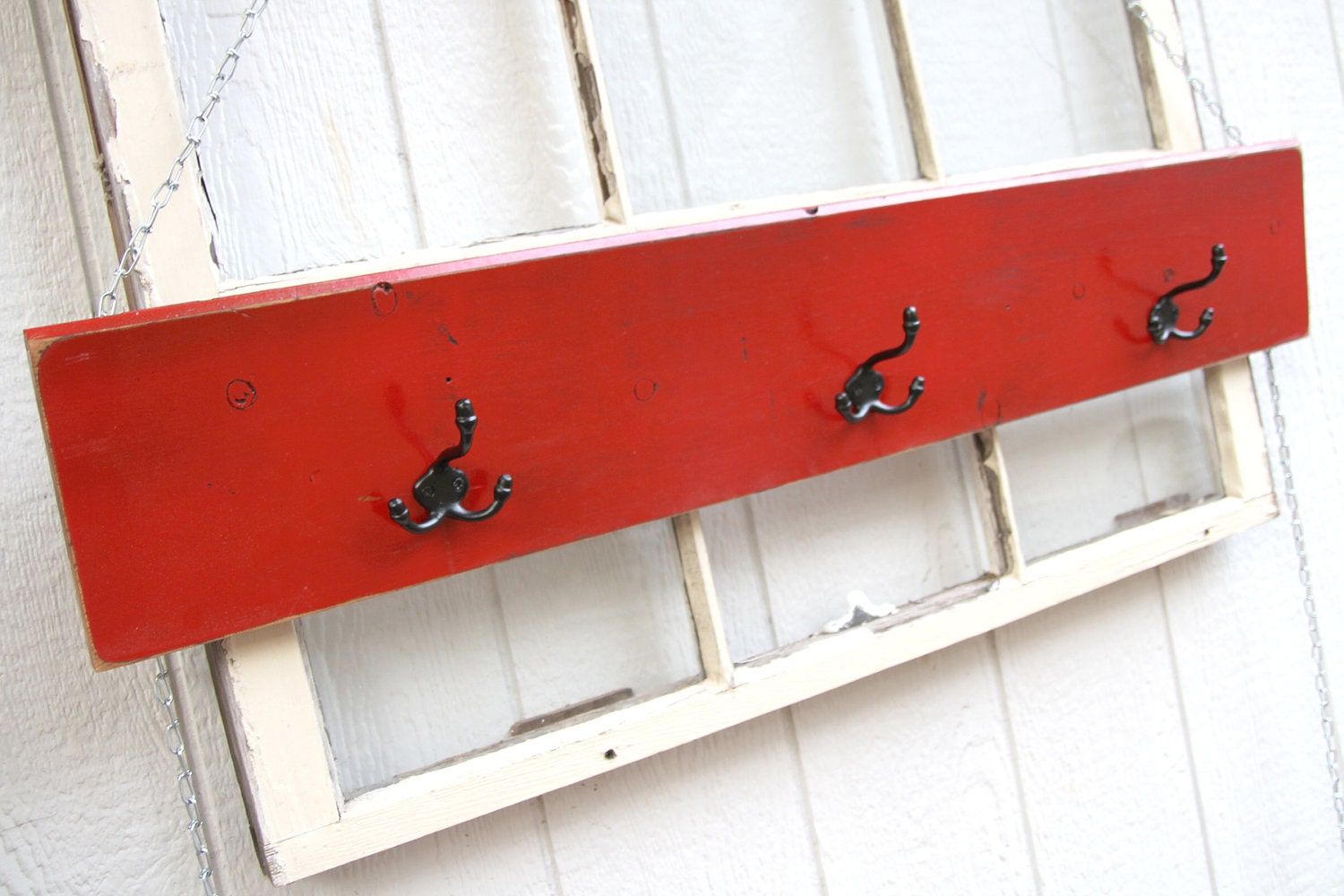 Reclaimed Red Wood Wall Rack