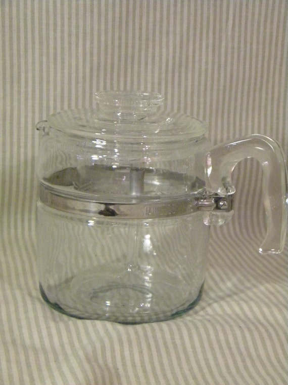 Vintage PYREX GLASS Stovetop Percolator / 6 cup / All Intact