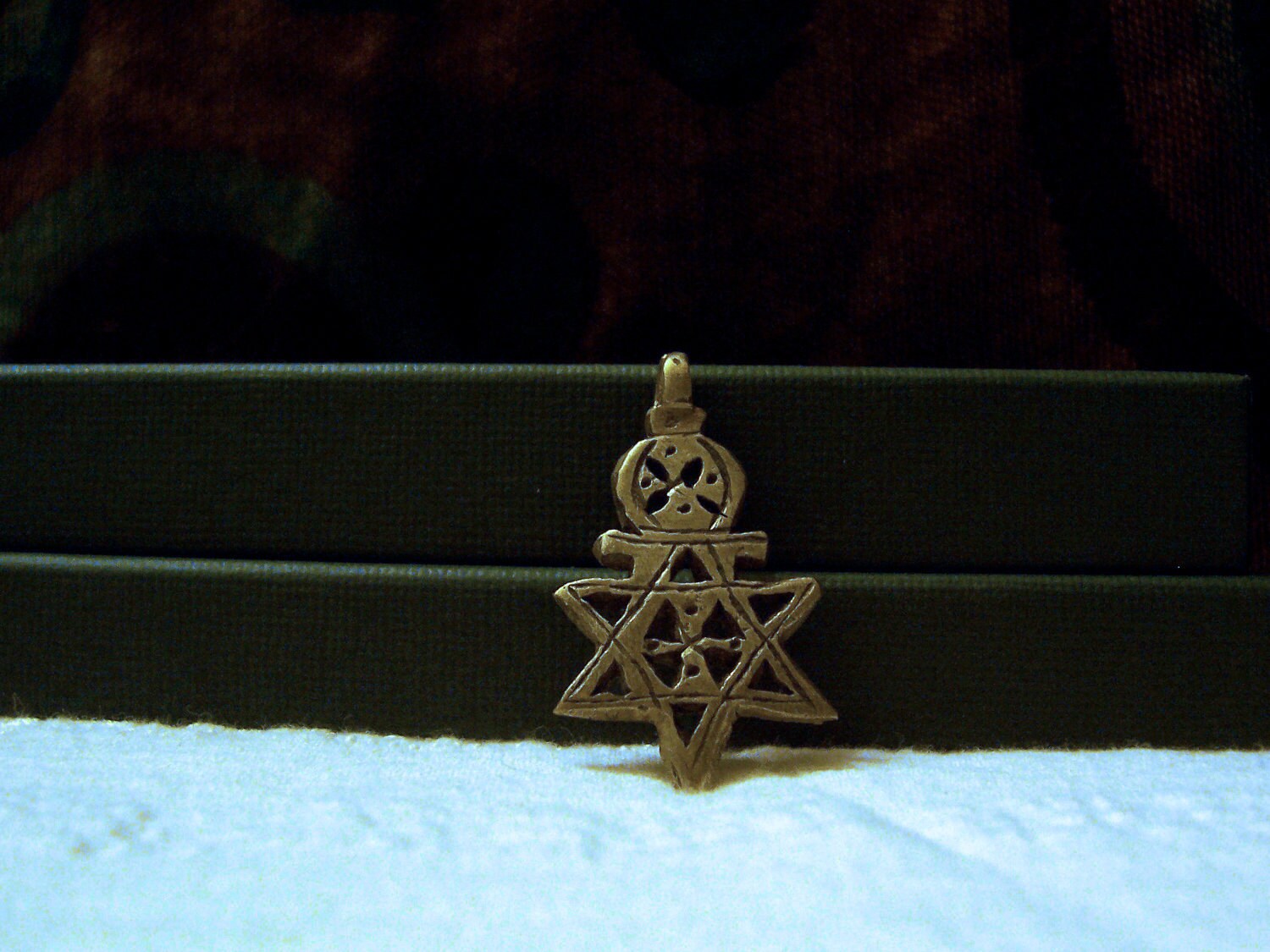 Ethiopian Star of David Coptic Rasta Pendant W/Rasta Lace