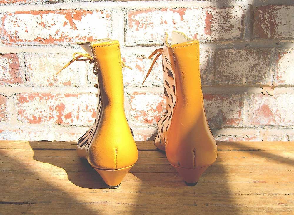 Italian Mustard Yellow Cut Out Boots