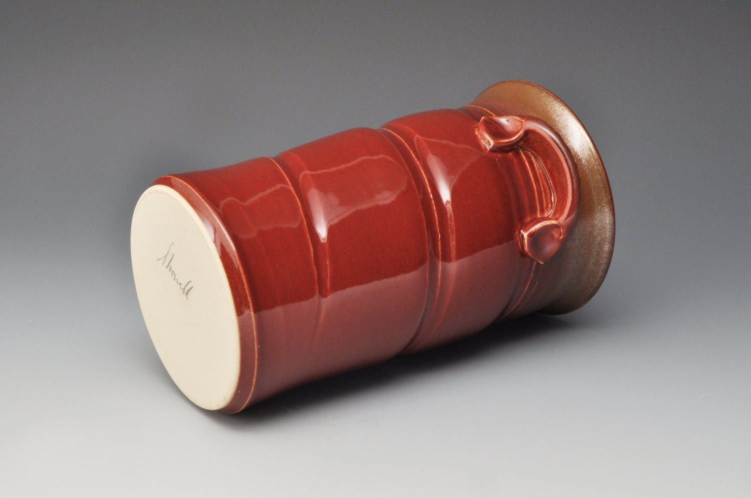 Red Wine Chiller with Handles Vase or Kitchen Utensil Holder