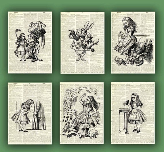 Alice in wonderland Set of 10 prints vintage by PrintLand on Etsy