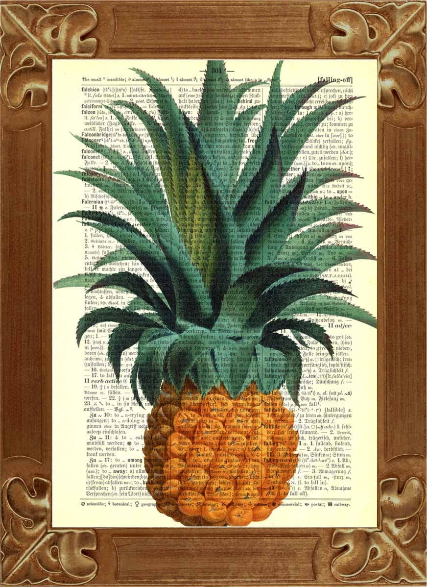 Pineapple Print Dictionary Art Vintage Print by PrintLand on Etsy